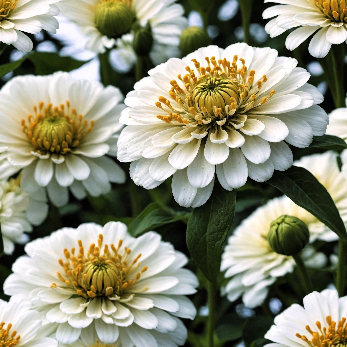 250 White POLAR BEAR ZINNIA Elegans Flower Seeds