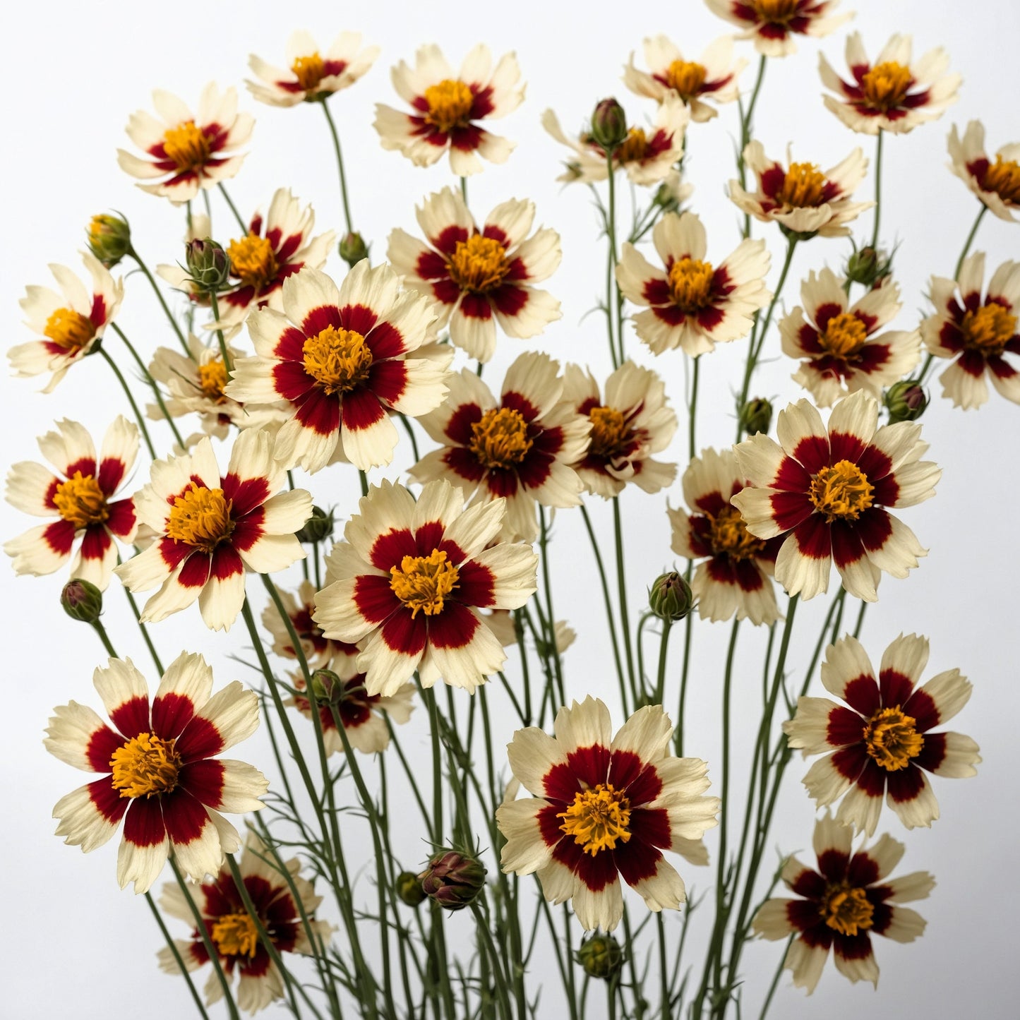 30 INCREDIBLE SWIRL COREOPSIS White & Burgundy Red Tickseed Flower Seeds