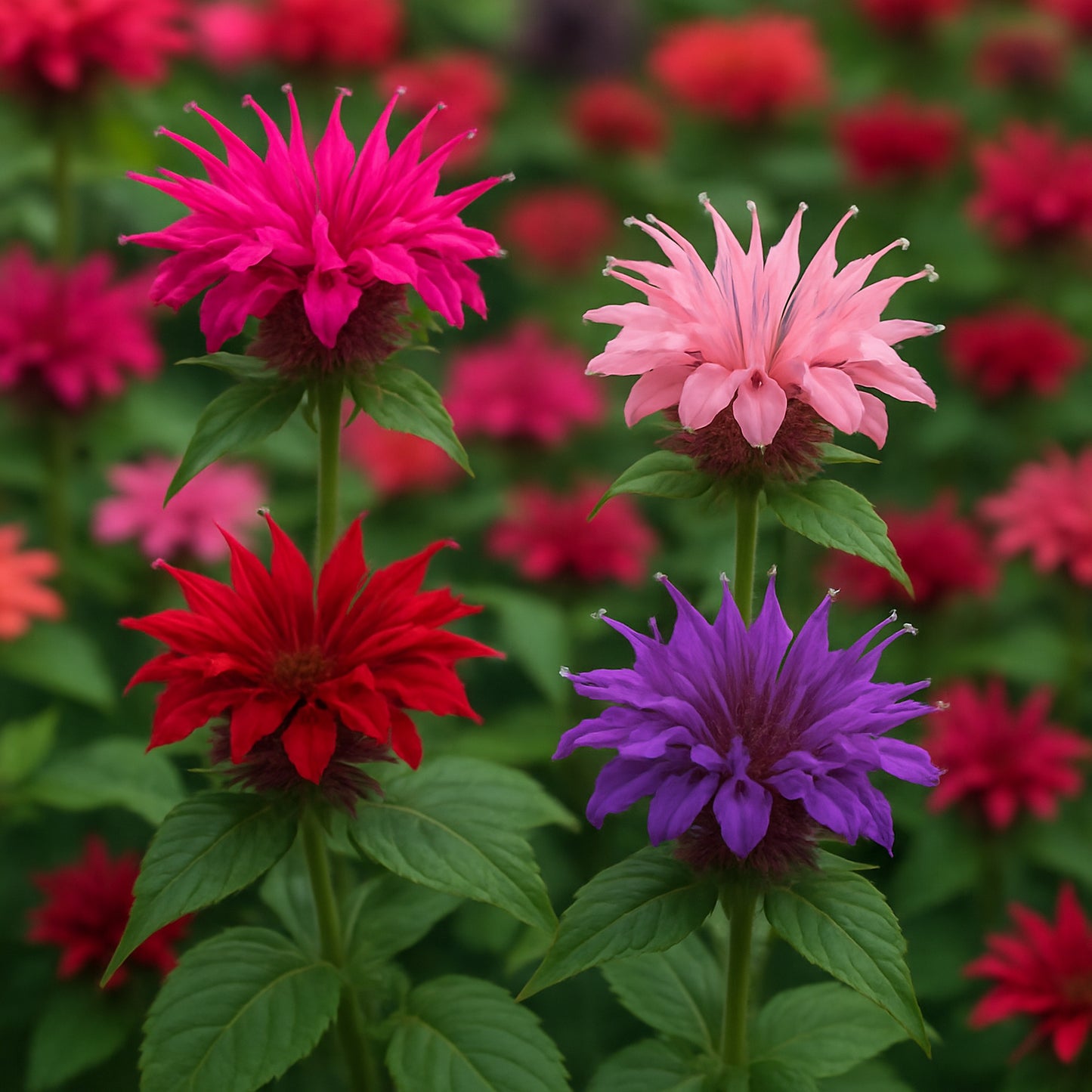 25 BEE BALM MIX Lemon Hummingbird Mint Monarda Didyma Mixed Colors Scarlet, Red, Pink, Purple, Spotted, & Salmon Flower Seeds
