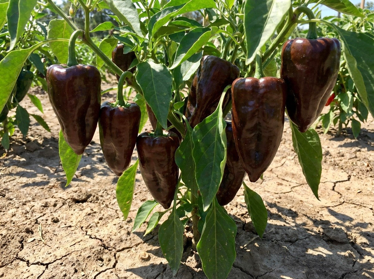 40 MULATO ISLENO PEPPER Brown Mildly Hot Ancho Poblano Capsicum Vegetable  Seeds