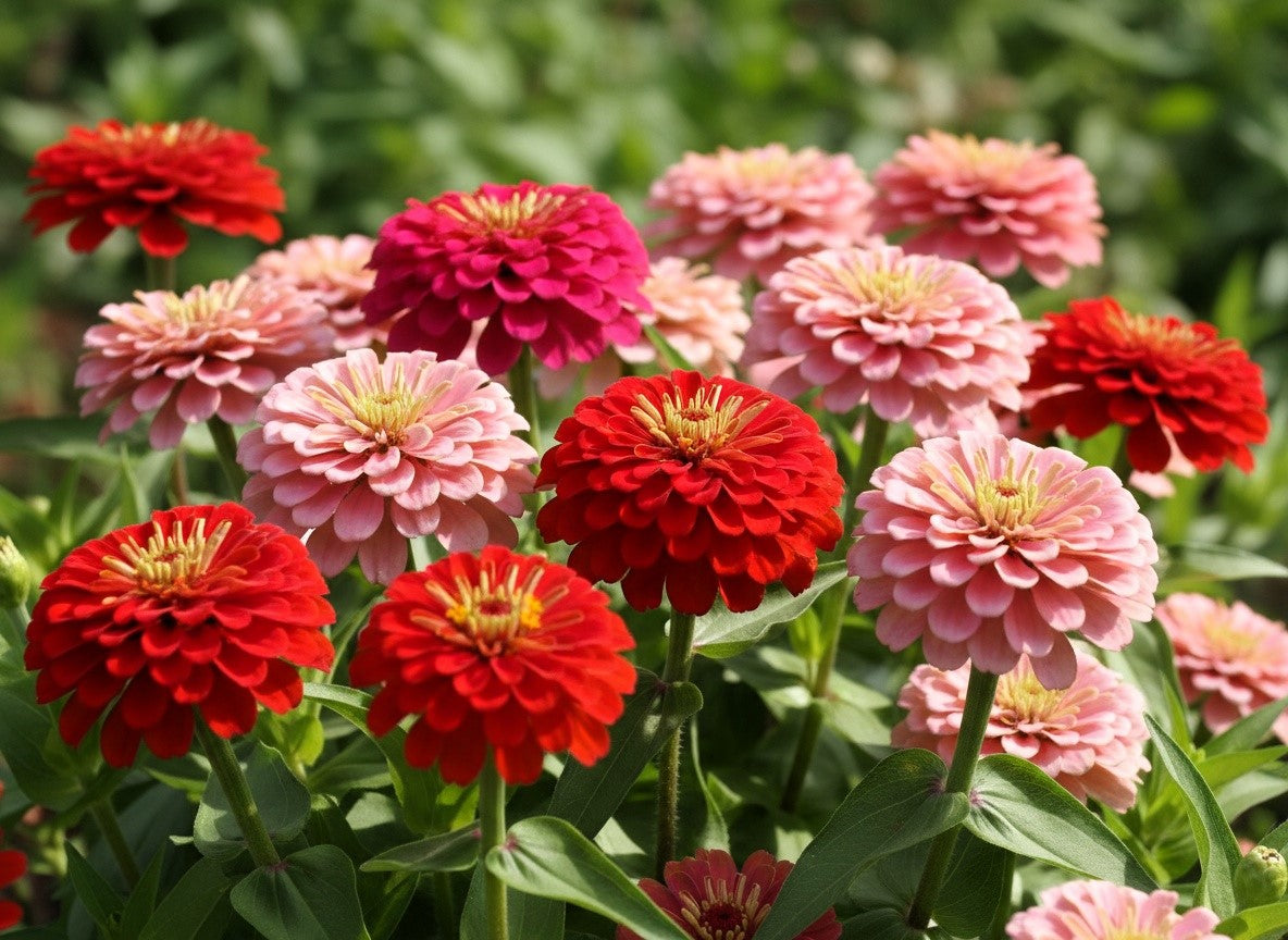 250 EXQUISITE ZINNIA Elegans Changes Color Red - Hot Pink Pale Pink Flower Seeds