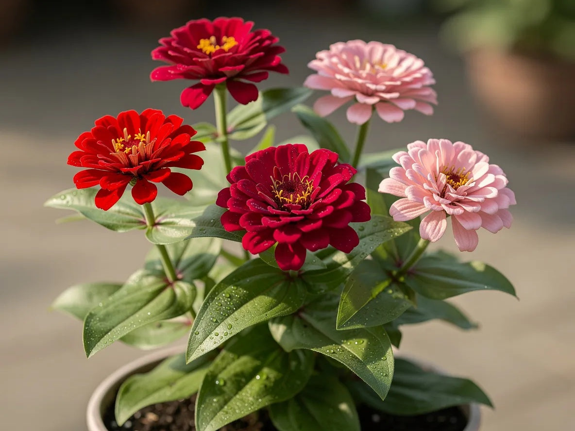250 EXQUISITE ZINNIA Elegans Changes Color Red - Hot Pink Pale Pink Flower Seeds