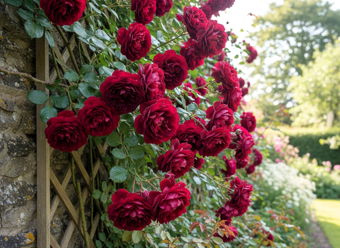 5 BURGUNDY CLIMBING ROSE Red Rosa Bush Vine Climber Fragrant Flower Seeds