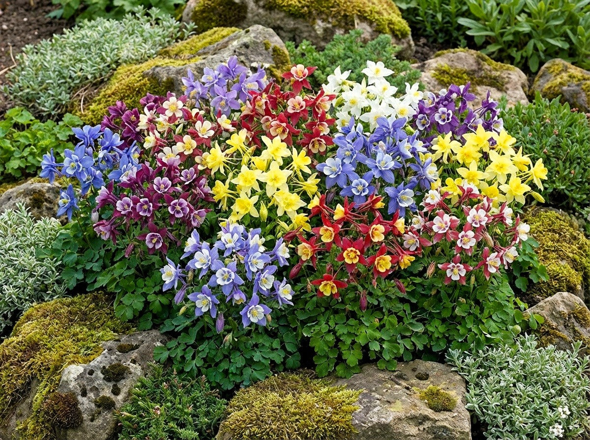 100 DWARF COLUMBINE MIX Aquilegia Vulgaris Mixed Colors Flower Seeds