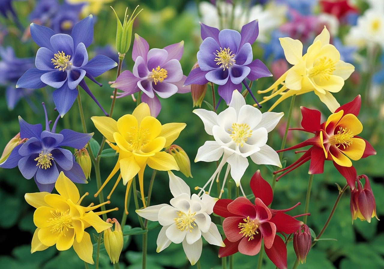columbine flower seeds for sale 100 DWARF COLUMBINE MIX Aquilegia Vulgaris Mixed Colors Flower Seeds