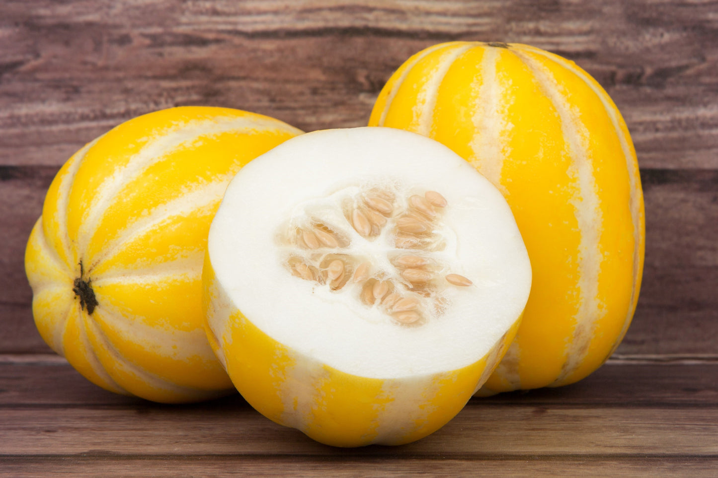 50 EARLY SILVER LINE MELON Cucumis Melo Yellow Striped Skin White Flesh Korean Fruit Seeds