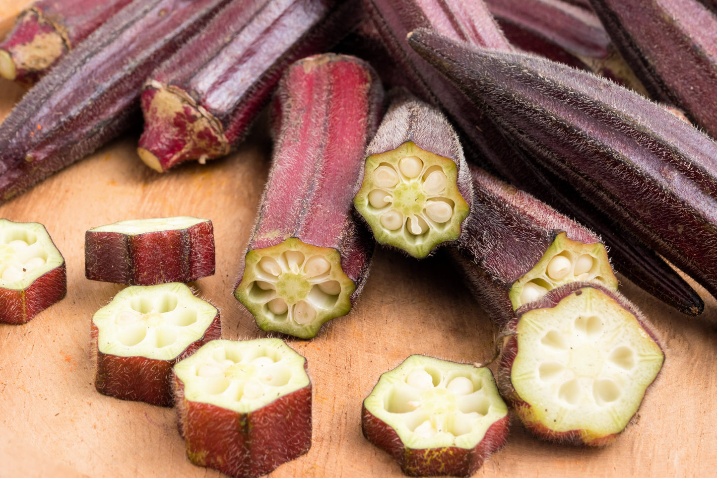 150 RED BURGUNDY OKRA Abelmoschus Esculentus Vegetable Seeds