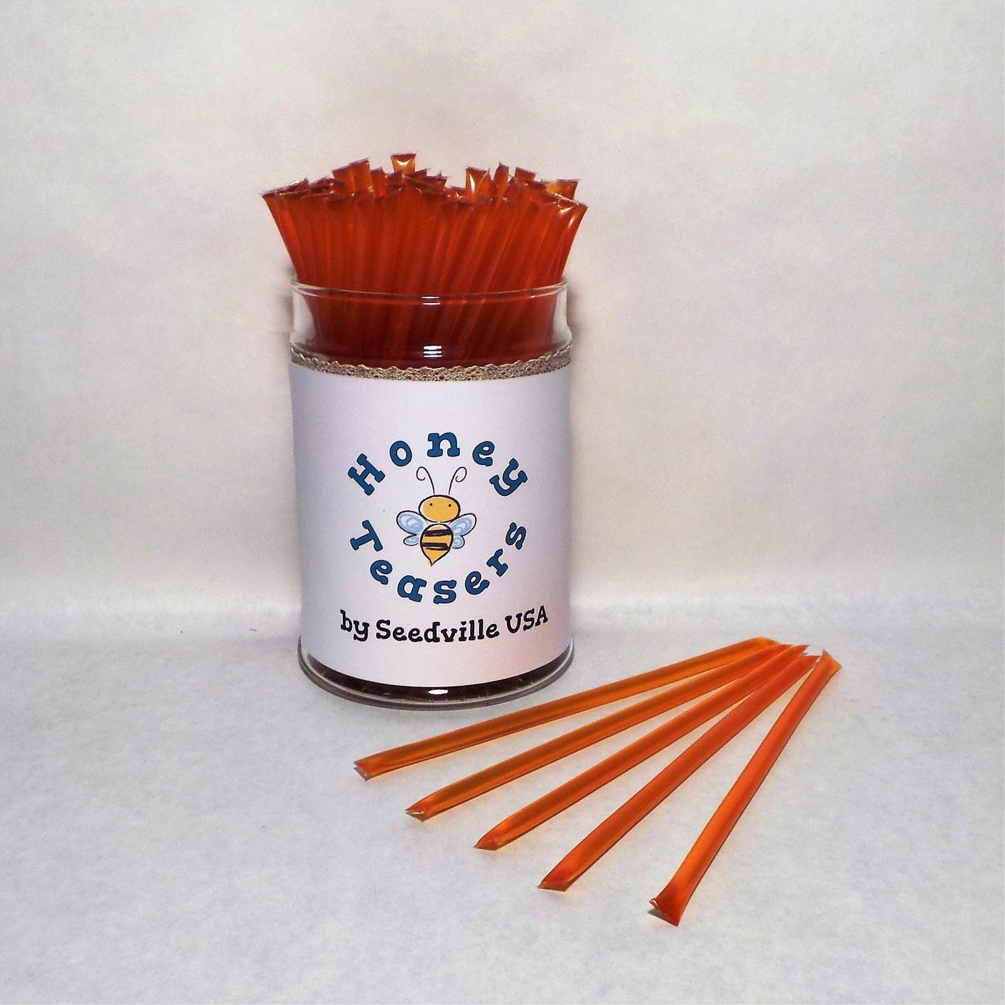 5 Pack PEACH HONEY TEASERS Natural Honey Snack Sticks Honeystix Straws