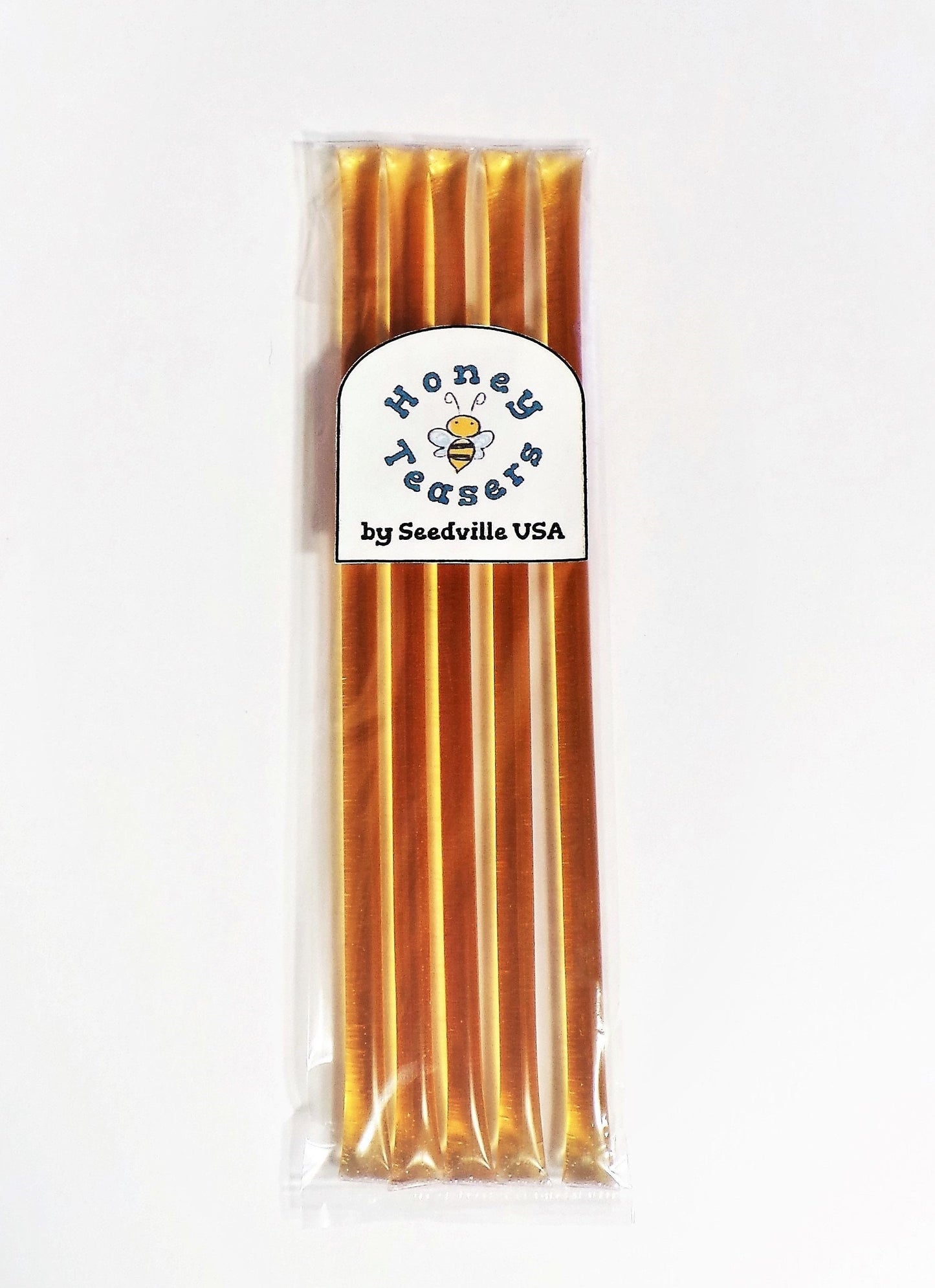 5 Pack ORANGE Blossom HONEY TEASERS Natural Honey Snack Sticks Honeystix Straws