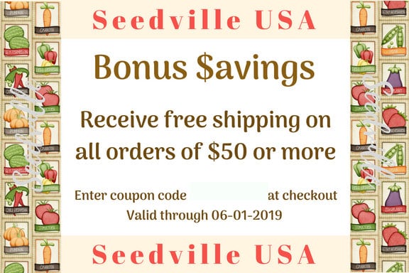 Seedville USA Shop Gift Certificate - Veggie Lovers Design - By Email or Postal Mail - You Choose Amount