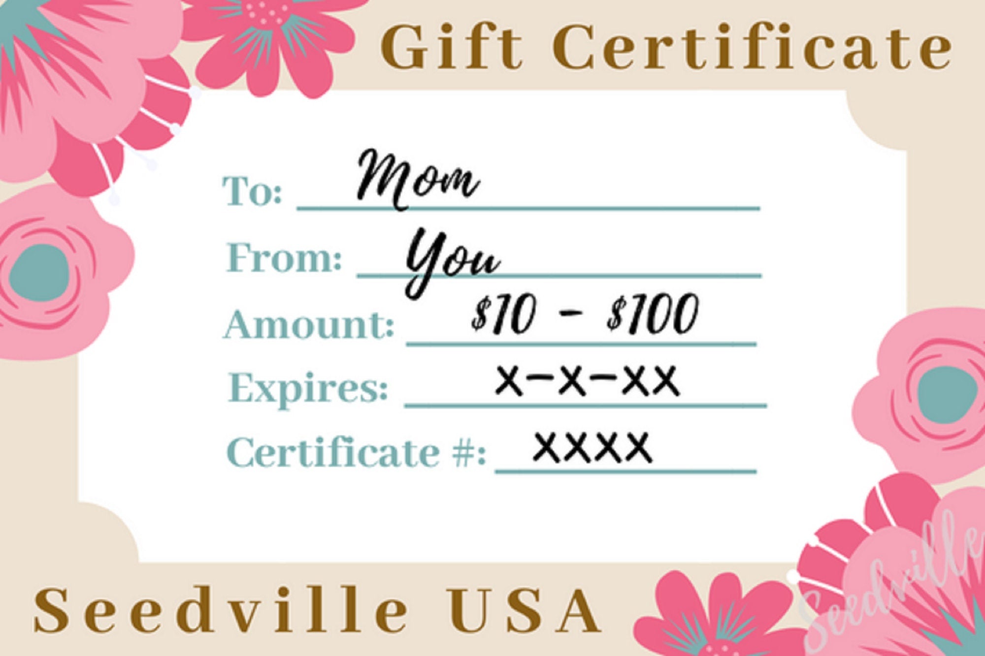 Gift Certificates – Seedville USA